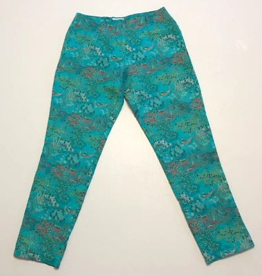 Pantalones al tobillo recortados Moda Intl de colección RAROS talla 6 verde azulado brocado asiático años 80 EE. UU. Foto 1 de 4