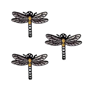 Silber & Gold Metallic Libelle (3er-Pack) Aufbügeln Aufnäher - Bild 1 von 4