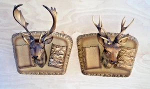 Paar Hirsch & Hirschköpfe Vintage Kunststoff Trophäe TILOR Frankreich Taschen Organizer - Bild 1 von 7
