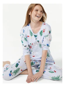 Joyspun Womens Winter Theme Long Sleeve Sleep Top & Pants 2pc PJ Set SZ XL 16-18 - Picture 1 of 7