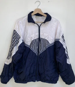 Unisex Active Elements Medium Navy Blue And White Funky/bold Shell Zip Up Jacket - Picture 1 of 6