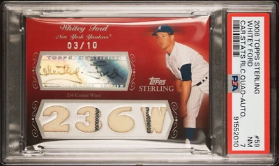 WHITEY FORD AUTO GAME USED PATCHES 2008 Topps Sterling #59 THE ONLY PSA GRADED - Image 1 of 3
