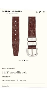 BNWT R M Williams Saltwater Crocodile Brown Leather Belt Size 32 - image 1 of 4