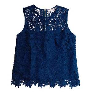 Nanette Lepore phantasievolles Spitzenoberteil Größe Medium Damen marineblau neu mit Etikett $ 98 unverbindliche Preisempfehlung des Herstellers - Bild 1 von 10