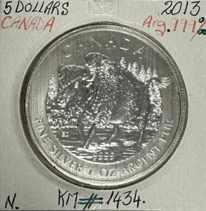 CANADA - 5 DOLLARS 2013 (BISON) - Pièce de Monnaie en ARGENT // NEUVE - Picture 1 of 2