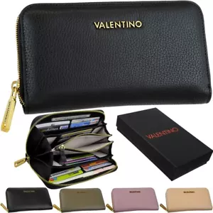 VALENTINO Damen-Geldbörse Leder Brieftasche Metall Zip Portemonnaie Geldbeutel - Bild 1 von 15