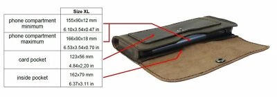 HANDCRAFTED LEATHER WAIST POUCH CASE COVER WITH 2 CARD POCKETS FOR MOBILE PHONES - Image 1 of 4