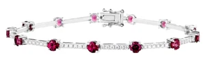 2.36ct Natural Round Diamond 14k Solid White Gold Ruby Wedding Bracelet - Picture 1 of 3