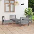 Solid Pinewood Garden Lounge Set Grey Outdoor Furniture Modular Sofa Table