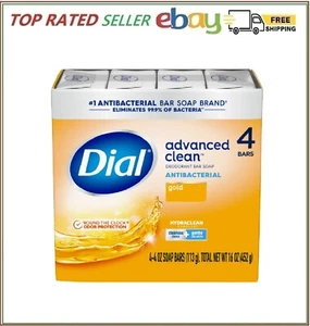 Dial Antibacterial Deodorant Bar Soap, Advanced Clean, Gold, 4 oz, 4 Bars - Picture 1 of 11