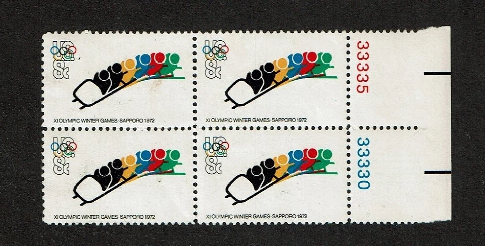 1972 U.S. Commem 8c Olympics Bobsledding Plt#Block of 4  Sc#1461 M/NH/OG - Image 1 of 1