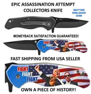 CUCHILLO COLECCIONISTA IMAGEN ICÓNICA TRUMP! ¡INTENTO DE ASESINATO! ¡ENVÍO RÁPIDO! - Imagen 1 de 2