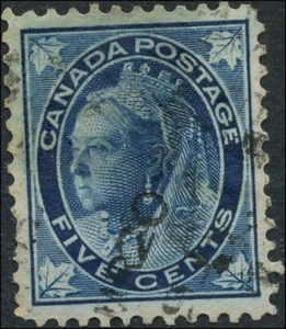 Canada Used VF Scott #70 5c 1897 Maple Leaf Issue Stamp - Imagen 1 de 2