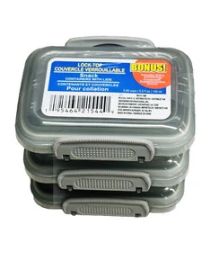 LOCK-TOP Snack Containers w Lids Stackable 5.2 Fl Oz, 3Pack- Gray - Picture 1 of 6