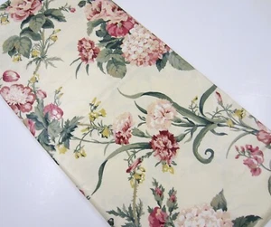 Vintage CYRUS CLARK Blush Pink Green Yellow Floral Polished Cotton Fabric 3 Yd - Picture 1 of 7