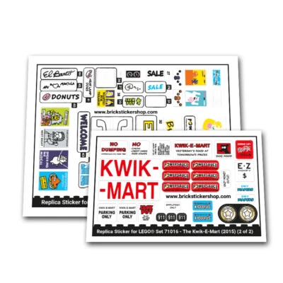 BRICKSTICKERSHOP Pegatina de repuesto para Set 71016 - The Kwik-E-Mart