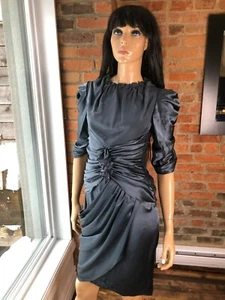 Para morir por VIONNET Hecho en Italia Vestido Gris Oscuro Vestido Seda $1380 EE. UU. 4 IT40 Nuevo con Etiquetas - Imagen 1 de 12