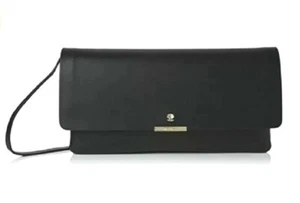 MODALU BAG GENUINE BLACK LEATHER SHOULDER CLUTCH BAG 'ANNA' ADJUSTABLE STRAP - Picture 1 of 11