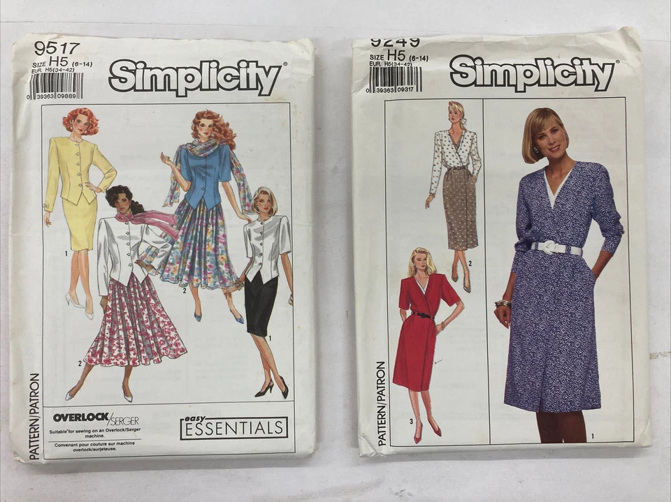 Vintage 80s Uncut Factory Folded Lot Of 2 Patterns Size 6 8 10 12 14 C19H - Image 1 of 4