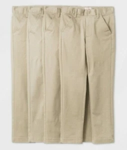 Cat & Jack Boy's 4/Pack Flat Front Stretch Uniform Chino Pants Khaki Size 6 - Picture 1 of 2