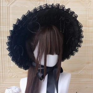 Damen Gothic Lolita Spitzenhut Haube Hut Wunderschön Party Cap Neu - Bild 1 von 29