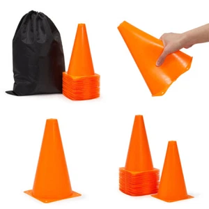US 20 Pcs 9" Inch Orange Cones Sports Soccer Agility Training Equipment - Picture 1 of 20