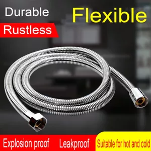 Flexible Shower Hose 2m Stainless Steel for Hand Held Shower Head Bathroom - Picture 1 of 21