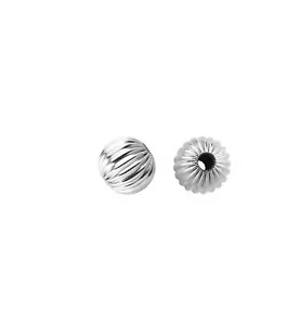 925 Sterling Silver 5mm Corrugated Round Spacer Beads 8pcs for Jewelry Making - Picture 1 of 1
