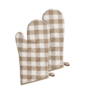 2-Pack BBQ Checked Buffalo Kitchen Oven Mitts Heat Resistant Cooking Gloves - Picture 1 of 2