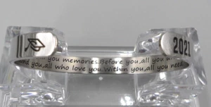 Class of 2021 Cuff Bracelet Graduation Hidden Message Inspiration Stainless EUC - Picture 1 of 5