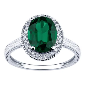 Anillo de oro blanco 10K 1,84ct TW creado en laboratorio esmeralda y diamante estilo vintage - verde - Imagen 1 de 4