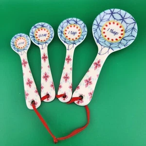 Michaels Ceramic Measuring Spoons Sweet Rhapsody Pattern 4 Pc Set - Picture 1 of 3