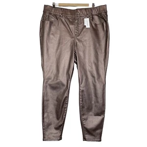 Lane Bryant High Rise Pull On Jegging Pants Plus Size 20 Metallic Coated NWT - Picture 1 of 11