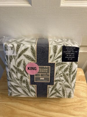 New William Morris Original Willow Artichoke Green King Sheet Set 4pc - Image 1 of 4
