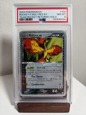 Rocket's Moltres EX #100 Pokemon Team Rocket Returns PSA 8 - Image 1 of 2