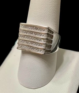 Herren ICED OUT Hip Hop 925 massiv Sterlingsilber Micro Pave CZ Ring Größe 10 NEU - Bild 1 von 5