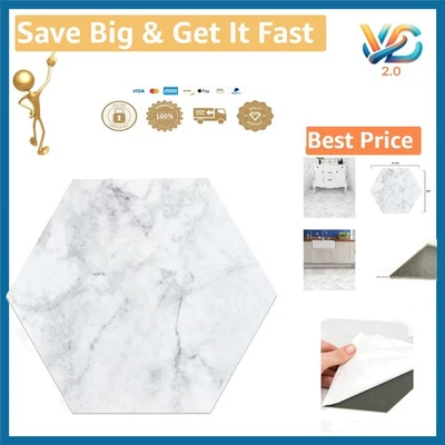 Milena Gray Peel & Stick Hexagon Vinyl Floor Tiles 10 Pack New - Image 1 of 4