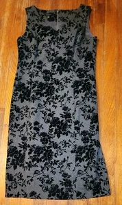 Talbots Dress Women Size 12 Gray Floral Wool Blend Sleeveless Sheath Lined - Picture 1 of 3