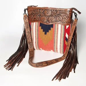 AD American Darling Signature Crossbody Hand Tooled Saddle Blanket Genuine - Picture 1 of 6