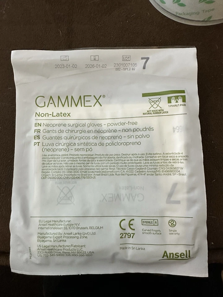 Guantes quirúrgicos Ansell Gammex sin polvo neopreno estériles 50 pares tamaño: 7 Foto 1 de 1