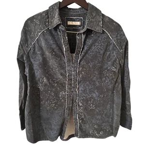 We The Free Floral Paisley Cord Hemd Jacke Metallverschluss vorne marineblau Gr. Small - Bild 1 von 9