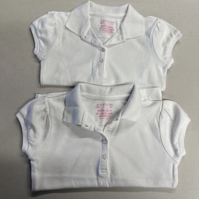 Uniforme Polo Arrow Niñas Blanco Manga Corta Cuello Talla 6/7, Usado en Excelente Condición, Lote de 2 Foto 1 de 4