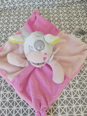 Doudou plat vache rose blanche pois Mots d'Enfants - Photo 1/4