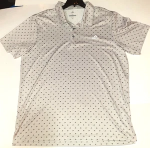 Adidas Polo Shirt Mens Size XL White Short Sleeve Logo Dotted Golf Shirt - Picture 1 of 6