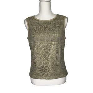 M.H.M. Melissa Harper gold gefüttert Häkel ärmellos Top hinten Knöpfe - Bild 1 von 6