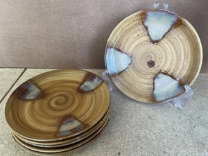 6er Set Sango Splash Braun 4951 Steinzeug Tropfglasur 8" Salatteller - Bild 1 von 3