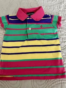 Polo bambina Ralph Lauren a righe taglia 9 mesi rosa verde giallo vintage - Foto 1 di 4