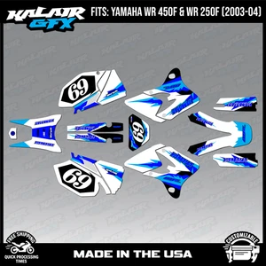 Graphics Kit for YAMAHA WR250F and WR450F (2003-2004)  Vintage - BLUE - Picture 1 of 4