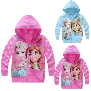 Kids Girls Frozen Elsa Anna Princess Hooded Coats Zip Hoodies Jacket Sweatshirt∝ - Picture 1 of 11