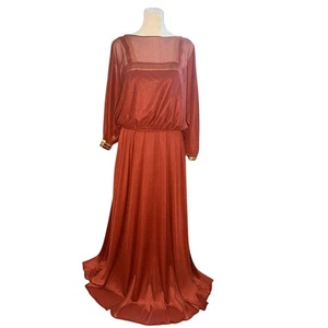 Vintage 70er Maxi transparentes Kleid 13 Capelet Disco Boho Dancing Queen Saturday Night - Bild 1 von 9